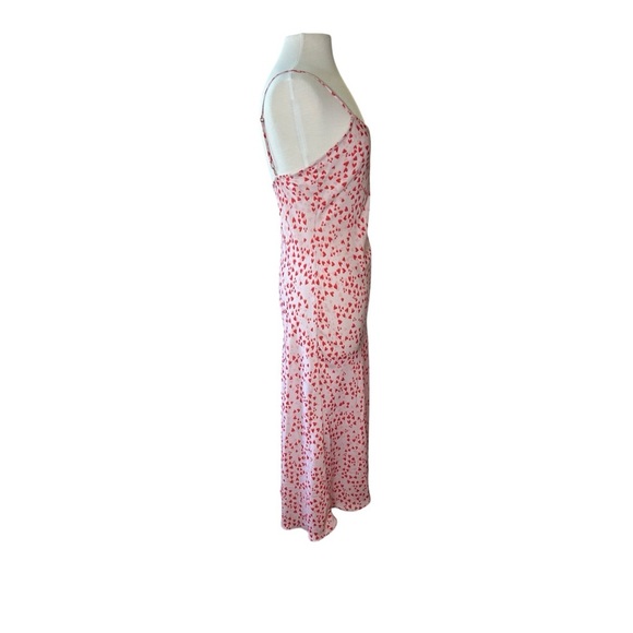 Resa Satin Heart Pattern Midi Slip Dress Revolve Size Medium Pink and Red - Picture 6 of 11